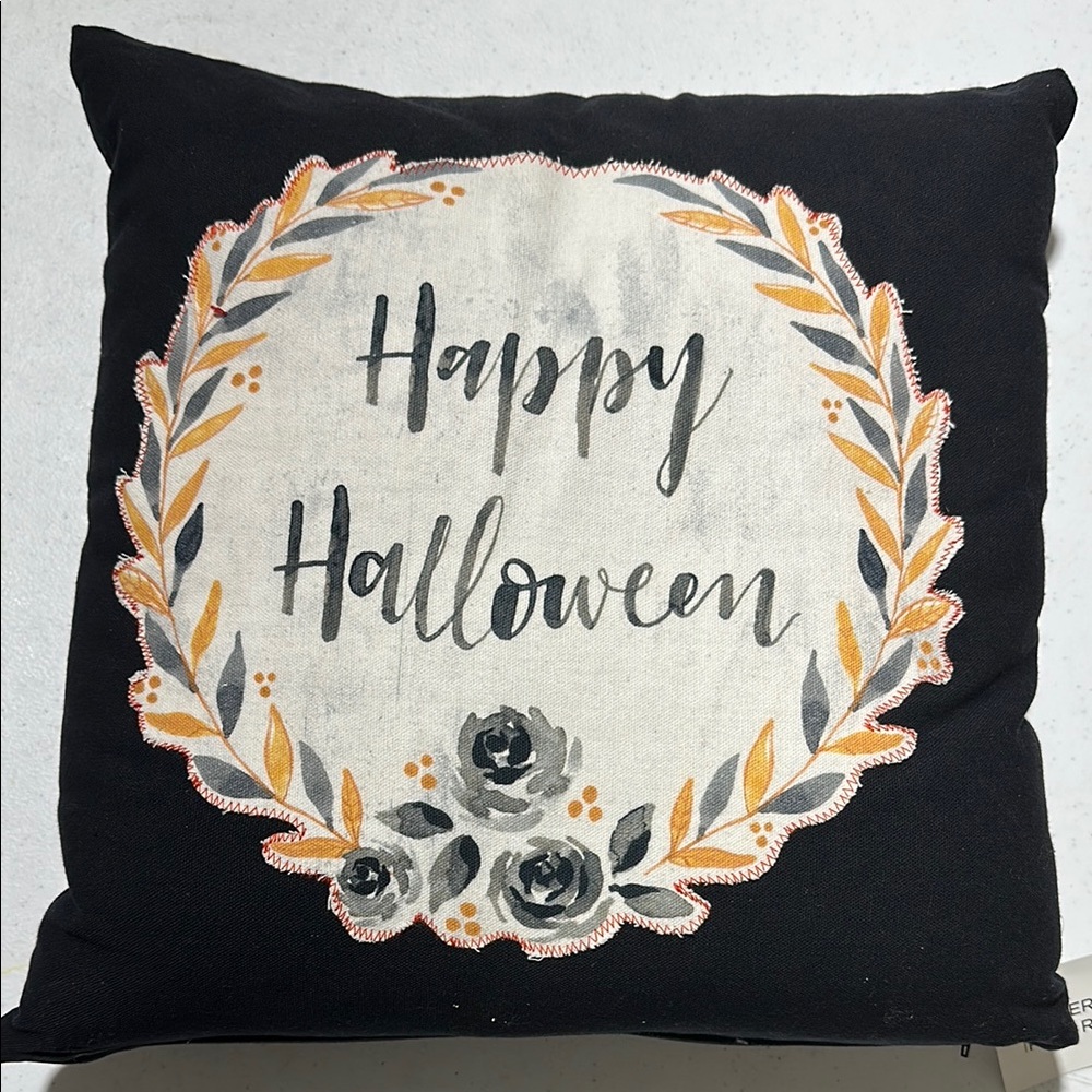 Primitives by Kathy Black and Cream Happy Halloween Pillow